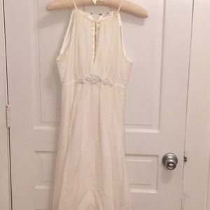 Esley Anthropologie Dress Silk White Embellished